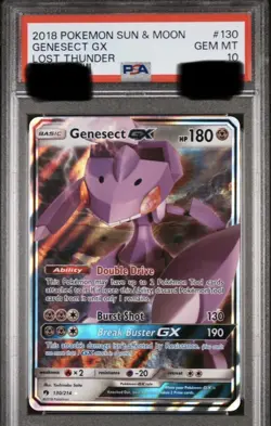 Pokemon Sun & Moon Lost Thunder #130/214 Genesect GX – PSA 10 Gem Mint (2018) - Image 1