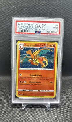 Pokemon Center TCG Special Delivery Charizard SWSH075 PSA 9 Rare Holo 2022 - Image 1