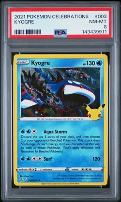 2021 POKEMON CELEBRATIONS #003 KYOGRE PSA 8 - Image 1
