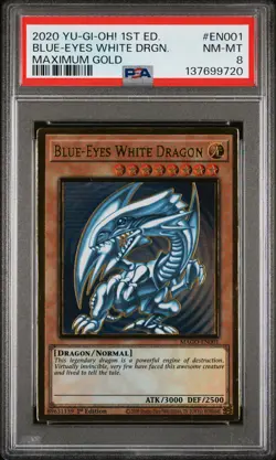 2020 YU-GI-OH! MAXIMUM GOLD 1ST EDITION #EN001 BLUE-EYES WHITE DRAGON PSA 8 - Image 1