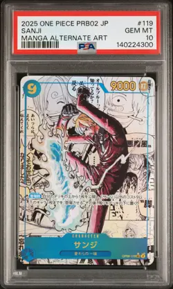 2025 ONE PIECE JAPANESE PREMIUM BOOSTER MANGA ALTERNATE ART #119 SANJI PSA 10 - Image 1