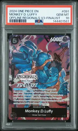 2024 ONE PIECE OFFLINE REGIONALS PACK 2024 VOL.3 FINALIST MONKEY D. LUFFY PSA 10 - Image 1