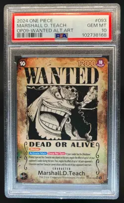 2024 One Piece Emperors New World Marshall Teach Wanted Alt Art #OP09-093 PSA 10 - Image 1