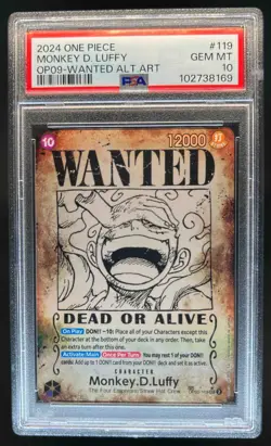 2024 One Piece Emperors New World Monkey D Luffy Wanted Alt Art #OP05-119 PSA 10 - Image 1