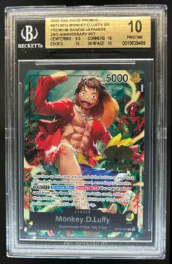 2025 One Piece 2nd Anniversary Promo Monkey D Luffy SR #ST13-003 BGS 10 - Image 1
