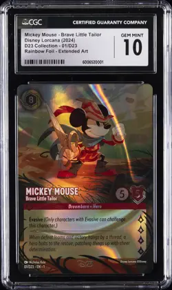 2024 DISNEY LORCANA D23 COLLECTION MICKEY MOUSE - BRAVE LITTLE TAILOR CGC 10 GM - Image 1