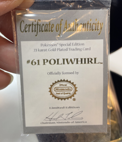 Pokemon #61 Poliwhirl Trading Card 23K Gold Plated 1999 Burger King w/ COA/ Ball - Image 2