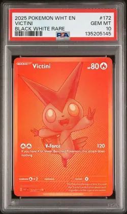 PSA 10 Victini 172/086 (Red Victini) White Flare Pokemon Card English - Image 1