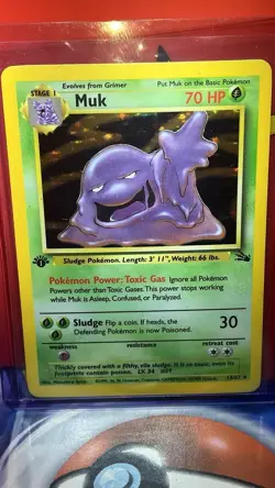 Pokemon Muk TCG Holo Rare 1st Edition Fossil Vintage Card 13/63 Near Mint - Image 2