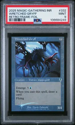 2025 MTG INNISTRAD REMASTERED RETRO FRAME-FOIL #332 WRETCHED GRYFF PSA 9 - Image 1