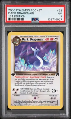 2000 POKEMON ROCKET 1ST EDITION #33 DARK DRAGONAIR PSA 7 - Image 1