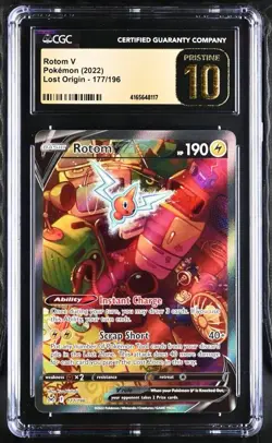 Pokemon Rotom V (2022) Lost Origin 177/196 Ultra Rare Holo CGC PRISTINE 10 - Image 1