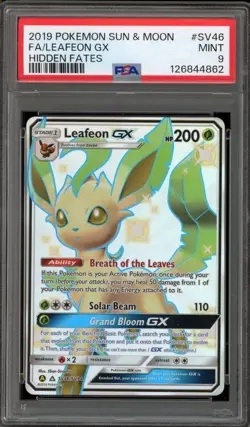 Pokemon Leafeon GX Hidden Fates Full Art #SV46 PSA 9 Mint Card - Image 1