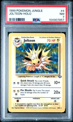 1999 POKEMON JUNGLE #4 JOLTEON-HOLO PSA 7 - Image 3