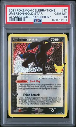 2021 POKEMON CELEBRATIONS CLASSIC COLLECTION #17 UMBREON-GOLD STAR PSA 10 - Image 1
