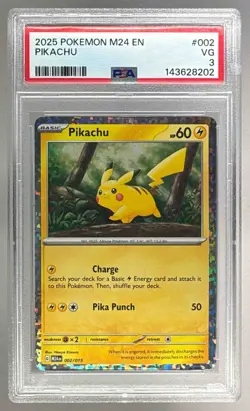 143628202 Pikachu 2025 Pokemon M24 McDonald's Promo #002 PSA 3 - Image 1