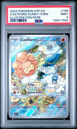 2024 POKEMON SSP EN-SURGING SPARKS ILLUSTRATION RARE CASTFORM SUNNY FORM PSA 9 - Image 1