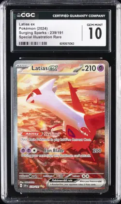 2024 POKEMON SURGING SPARKS SPECIAL ILLUSTRATION RARE LATIAS EX CGC 10 GEM MINT - Image 1