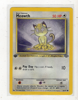 1999 Pokemon TCG Jungle Meowth Common Base Card #56/64 NM - Image 1