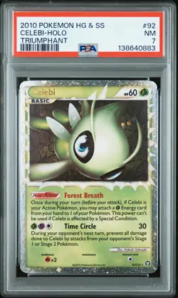 2010 POKEMON HEARTGOLD & SOULSILVER TRIUMPHANT #92 CELEBI-HOLO PSA 7 - Image 1