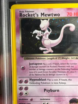 Rocket's Mewtwo 14/132 w/ SWIRL Gym Challenge Holo PSA 7 Graded Pokemon Card - Image 3
