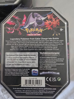 3 TCG Pokemon Game Galarian Articuno Crown Zenith Tin Pokemon SEALED - Image 3