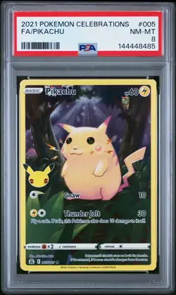 2021 POKEMON CELEBRATIONS #005 FULL ART/PIKACHU PSA 8 - Image 1