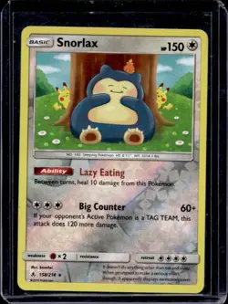 2019 Pokemon Sun & Moon Unbroken Bonds Snorlax Reverse Holo #158/214 - Image 1