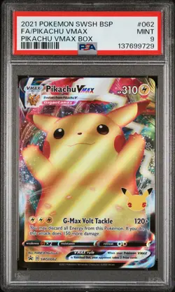 2021 POKEMON SWSH BLACK STAR PROMO PIKACHU VMAX BOX FULL ART/PIKACHU VMAX PSA 9 - Image 1