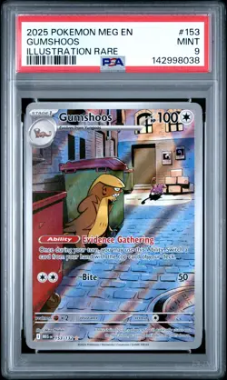 2025 POKEMON MEG EN-MEGA EVOLUTION ILLUSTRATION RARE #153 GUMSHOOS PSA 9 - Image 1