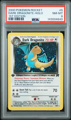 2000 POKEMON ROCKET 1ST EDITION #5 DARK DRAGONITE-HOLO PSA 8 - Image 1