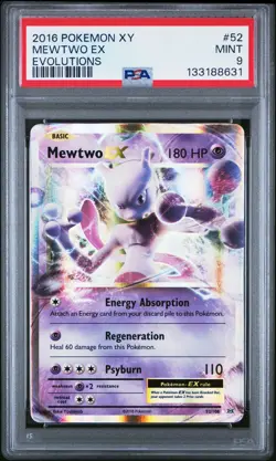2016 POKEMON XY EVOLUTIONS #52 MEWTWO EX PSA 9 - Image 1