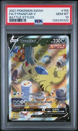 Pokemon Tyranitar V (2021) Sword & Shield Battle Styles #155 FA PSA 10 - Image 1