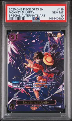 2025 ONE PIECE CARRYING ON HIS WILL SPECIAL ALT ART #119 MONKEY D. LUFFY PSA 10 - Image 1
