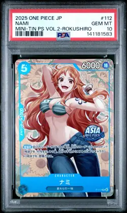 2025 ONE PIECE JPN MINI-TIN PACK SET VOL.2 KOUSHI ROKUSHIRO #112 NAMI PSA 10 - Image 1