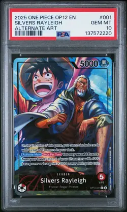 2025 ONE PIECE OP12-LEGACY OF THE MASTER ALTERNATE ART SILVERS RAYLEIGH PSA 10 - Image 1