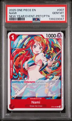 2025 ONE PIECE PROMOS NEW YEAR EVENT-PARTICIPATION #007 NAMI PSA 10 - Image 1