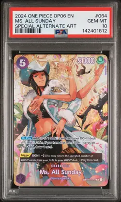 2024 ONE PIECE WINGS OF THE CAPTAIN SPECIAL ALT ART #064 MS. ALL SUNDAY PSA 10 - Image 1