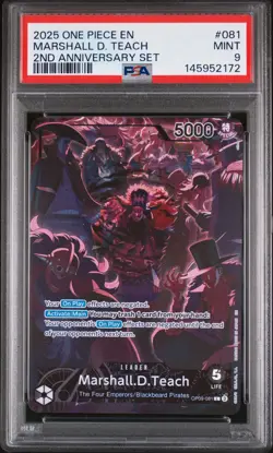 2025 ONE PIECE ENGLISH VERSION 2ND ANNIVERSARY SET #081 MARSHALL D. TEACH PSA 9 - Image 1