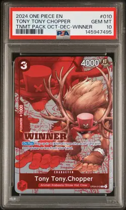 2024 ONE PIECE TOURNAMENT PACK OCTOBER-DECEMBER WINNER TONY TONY CHOPPER PSA 10 - Image 1