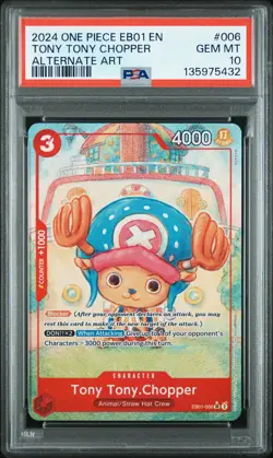 2024 ONE PIECE EB01-MEMORIAL COLLECTION ALY ART #006 TONY TONY CHOPPER PSA 10 - Image 1