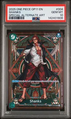 2025 ONE PIECE OP11-A FIST OF DIVINE SPEED SPECIAL ALTERNATE ART SHANKS PSA 10 - Image 1