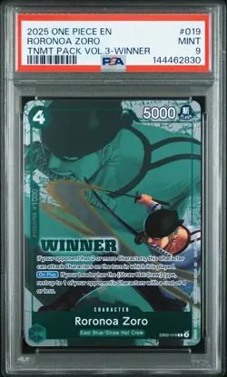 2025 ONE PIECE TOURNAMENT PACK VOL.3 WINNER #019 RORONOA ZORO PSA 9 - Image 1