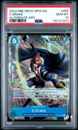 2023 ONE PIECE OP05-AWAKENING OF THE NEW ERA ALTERNATE ART #055 X DRAKE PSA 10 - Image 1