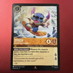 Disney Lorcana Winterspell (11) #7/204 Stitch - Carefree Snowboarder Regular - Image 1