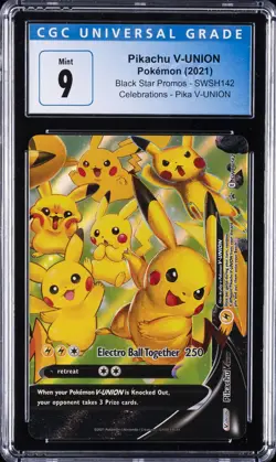 2021 POKEMON SWSH BLACK STAR PROMO CELEBRATIONS COLL #142 PIKACHU V-UNION CGC 9 - Image 1