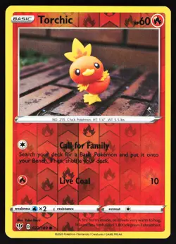 Torchic 022/189 Pokemon SWSH03: Darkness Ablaze Reverse Holo Common LP - Image 1