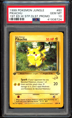 Pikachu 1st Ed. Gold Wizards Stamp Duelist Promo Jungle 1st Edition #60, PSA 10 - Image 1