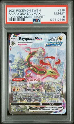 2021 POKEMON SWORD & SHIELD EVOLVING SKIES SECRET FULL ART/RAYQUAZA VMAX PSA 8 - Image 1
