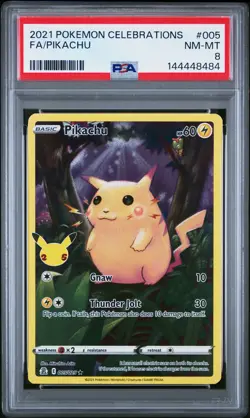 2021 POKEMON CELEBRATIONS #005 FULL ART/PIKACHU PSA 8 - Image 1